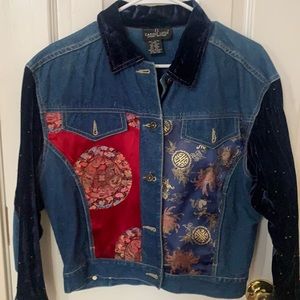 Carole little vintage retro jean jacket velvet silk